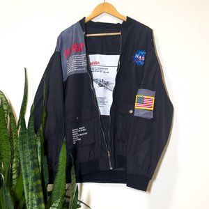 NASA Men's Streetwear Bomber Jacket Black - Sz L